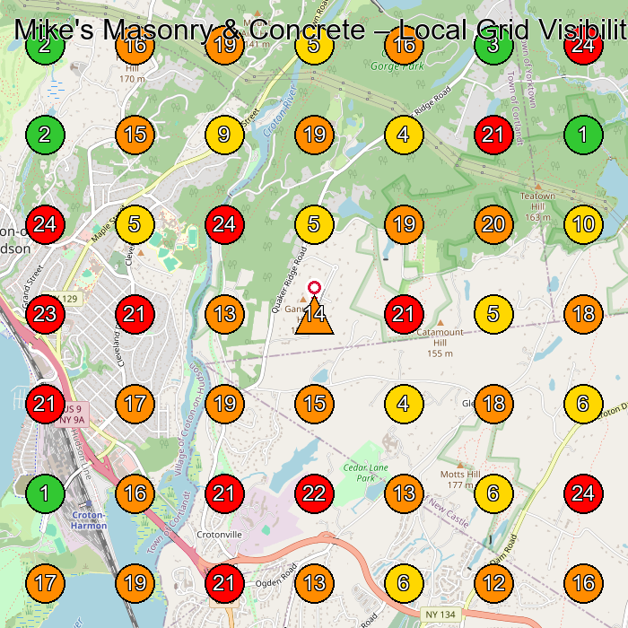 Mike's Masonry & Concrete Masonry Contractor GeoGrid ranking map for None